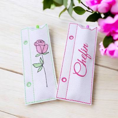 ITH Stifthüllen Set 02 Stickdateien – Kreative Hüllen für 13x18 Rahmen mit Schriftzügen & Blumen
