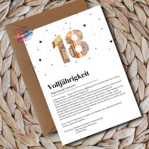 Geldgeschenk zum 18. Geburtstag, Volljährigkeit, Definition, Last Minute Idee Geld verschenken, A4 PDF Download Ausdruck Bild 2