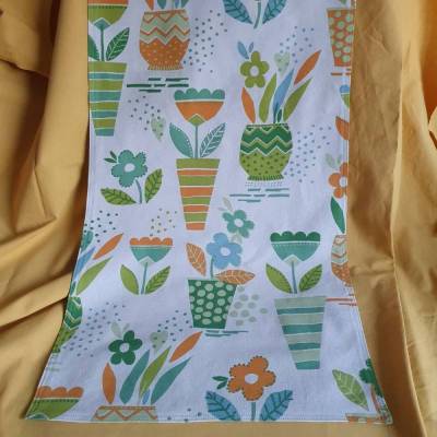 Frühlingshafter Tischläufer aus Biobaumwolle in Leinenoptik, rund 40 cm x 90 cm