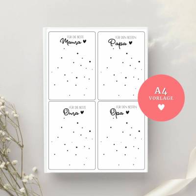 Karten für Geschenktüten PDF Datei A4 