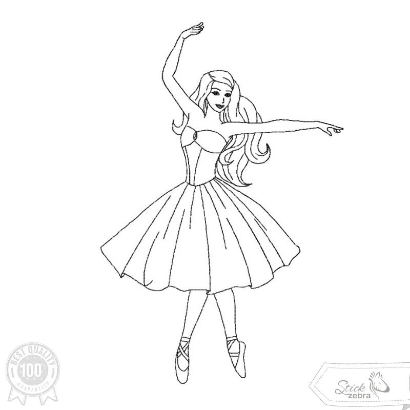 Ballerina Stickdatei – Ausmalmotiv für Kinder & kreative Regentage Bild 1