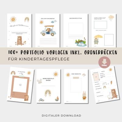 Kindertagespflege Portfolio, Vorlage für Tagespflege, Portfolio für Tagesmutter, inkl. Ordnerrück, sofort download