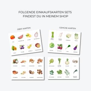 Lebensmittel Lernkarten für Kinder, Einkaufskarten im Montessori Stil, Lebensmittel Flash Cards zum Ausdrucken Bild 6