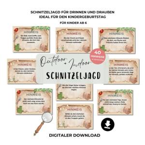 Outdoor Schnitzeljagd für Kinder, Schatzsuche Garten, Schatzsuche für Zuhause  Schnitzeljagd Kindergeburtstag Bild 1