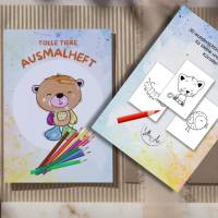 Malbuch, Malheft, Malvorlagen für Kinder | 30 tolle Tiere | Digitaler Download inkl. Cover Vorder- und Rückseite Bild 1