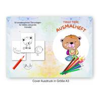 Malbuch, Malheft, Malvorlagen für Kinder | 30 tolle Tiere | Digitaler Download inkl. Cover Vorder- und Rückseite Bild 4