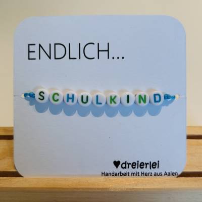 VERSANDFERTIG  Schulkind Armband blau/grün – Perfektes Geschenk zur Einschulung