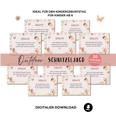 Outdoor Schnitzeljagd für Kinder, Garten-Schatzsuche Kindergarten in Reimform