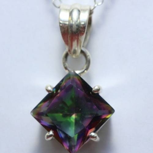 Edler 5,1 Carat Mystik Topas Anhanger 925 Silber Collier Kette mystischer Topas