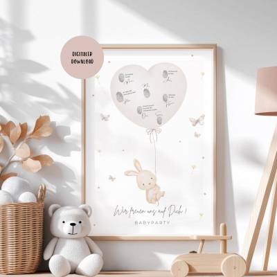 Babyparty Gästebuch, Babyshower Geschenk, Babyparty Gästebuch Poster A4 + A3, digitaler Download
