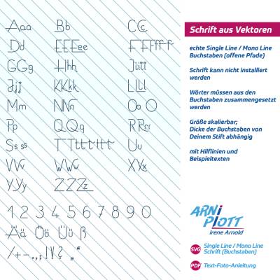 SVG echte Monoline Schrift – Singleline Font für Plotter, echtes Schreiben ohne Doppelkontur