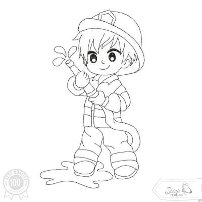 Feuerwehrmann Stickdatei – Ausmalmotiv für Kinder & kreative Regentage