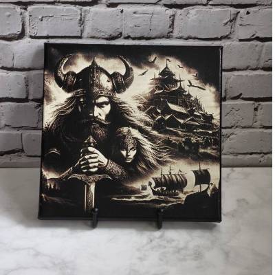 Einzigartige Wikinger Bild auf Leinwand - Lasergravur-Meisterwerk für dein Zuhause