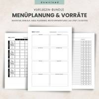 Menüplanung und Vorratshaltung - 14 Listen für Meal Planning, Lebensmittel-Vorratshaltung, Resteverwertung, als PDF in A Bild 1