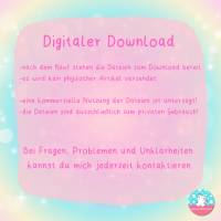 Grußkarte - I love moo so much - Kawaii Kühe - PDF A4 Download - DIN A6 - Hintergrund bunt & weiß Bild 4