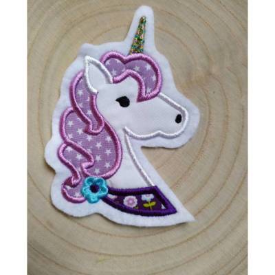 Stick-Applikation Einhorn-Kopf 11x7cm
