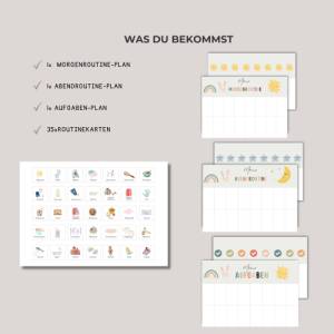 Tagesplan für Kinder, Morgen- Abendroutine, Routineplan klappbar, Kleinkinder Routine Set zum Ausdrucken, Tagesplan Bild 2