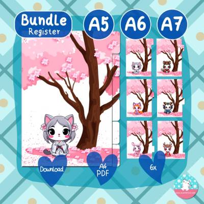 Register - Geishas - Trennblätter - Planer - Binder - Ringbuch - PDF A4 Download - A5 A6 A7 - Kawaii