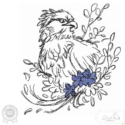 Adler Stickdatei – Elegantes Doodle mit floraler Note
