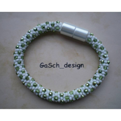 Häkelarmband, gehäkeltes Perlenarmband * Vorboten des Frühlings