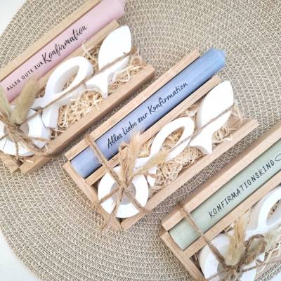 Konfirmation Konfirmationsgeschenk mit zwei Fischen Kerzenhalter rund Geschenkset für Jungen und Mädchen Konfirmationske