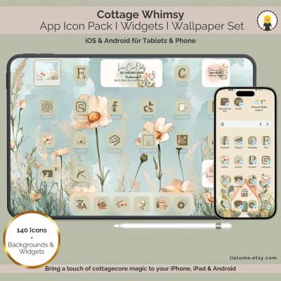 Cottagecore Aesthetic App Icons Widgets Cute iOS Android Theme Cozy Wallpapers Pack