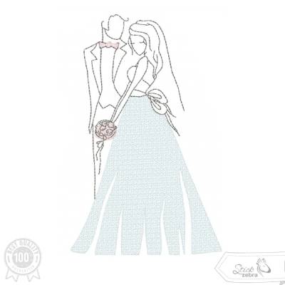Brautpaar Stickdatei – Zartes Hochzeitsmotiv für romantische Stickprojekte