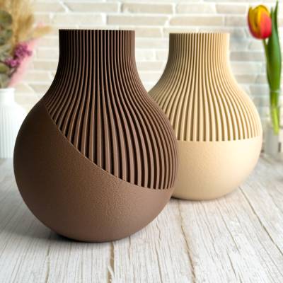 NEKI Vase | 3D-gedruckte Dekovase | Riffeloptik | Trockenblumenvase | Erhältlich in 4 Farben
