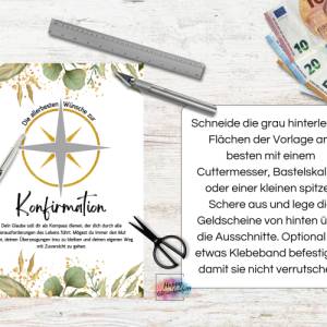 Geldgeschenk zur Konfirmation, PDF Download Vorlage zum Ausdrucken, DIY Last-Minute Geschenkidee, Geld kreativ verpacken Bild 4