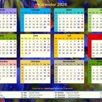 Ihr Jahreskalender 2026 auf einen Blick mit Blue Lights PDF – DIN A4 zum Ausdrucken Bild 1