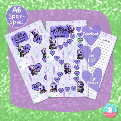 Sparspiel Lavendel Fantasie Download - PDF A4 - Spiel Anleitung Tracker - passend für A6 Zippertaschen