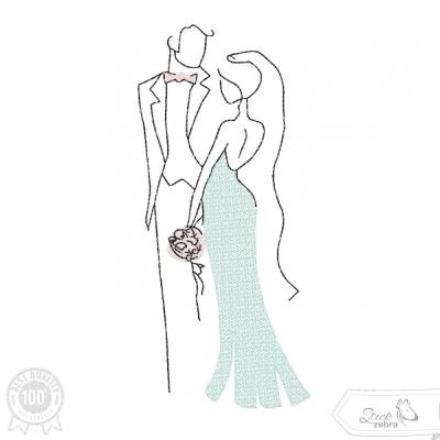 Brautpaar Stickdatei – Zartes Hochzeitsmotiv mit romantischer Umarmung