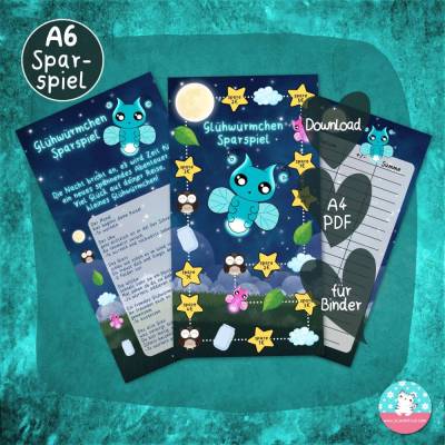 Sparspiel Glühwürmchen Download - PDF A4 - Spiel Anleitung Tracker - passend für A6 Zippertaschen