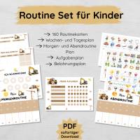 Baustelle Routine Set für Kinder mit 160 Routinekarten, Morgen- und Abendroutine Plan, Wochenplan, Belohnungsplan & mehr Bild 1