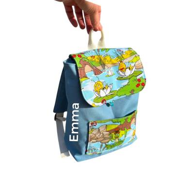 Personalisierbarer Kindergartenrucksack - Biene Maja personalisierbar mit Namen - Rucksack in Wunschfarbe aus Canvas