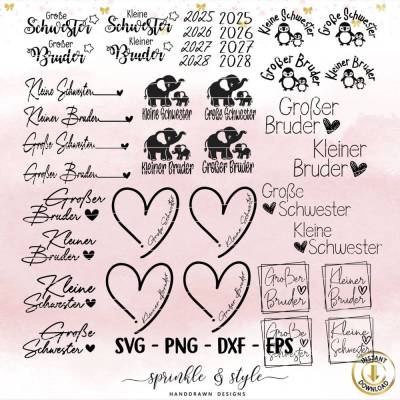 Plotterdatei Großer Bruder Große Schwester svg, Digistamp Geschwister svg, Cricut, Schwangerschaftsverkündung, Deutsche