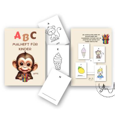 Mein kreatives Alphabet - Malheft/Malvorlagen – Buchstaben lernen & gestalten | Digitaler Download inkl. Cover