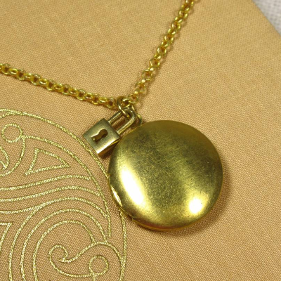 Halskette GEHEIMNISVOLL Medaillonkette aus Messing (2048)