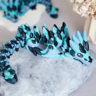 Edelstein Drache Wyvern | vollbeweglicher Drache | handbemalte Augen | Fantasy Drachen | Deko Drachen