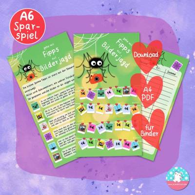 Sparspiel Fipps Bilderjagd Download - PDF A4 - Spiel Anleitung Tracker - passend für A6 Zippertaschen