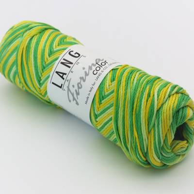 Lang Yarns, Fiorina, Baumwollgarn, grün gelb, 100% Baumwolle, Strickgarn, Häkelgarn, Handarbeiten-DIY