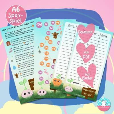 Sparspiel Veggie-Rallye Download - PDF A4 - Spiel Anleitung Tracker - passend für A6 Zippertaschen