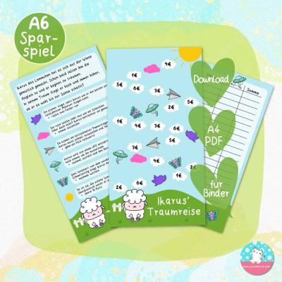 Sparspiel Ikarus Traumreise Download - PDF A4 - Spiel Anleitung Tracker - passend für A6 Zippertaschen