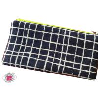 Federtasche, Stiftetasche, Federmäppchen blau, neongelb