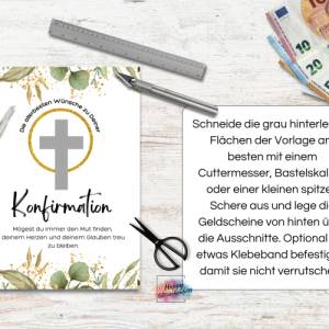 Geldgeschenk zur Konfirmation, Last-Minute Idee Geld kreativ verschenken, A4 Digitaler PDF Download zum Ausdrucken Bild 4