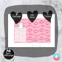 Klappkarte Katze - Sparchallenge 150 Euro - PDF A4 Download - passend für A6 Zippertaschen Bild 4