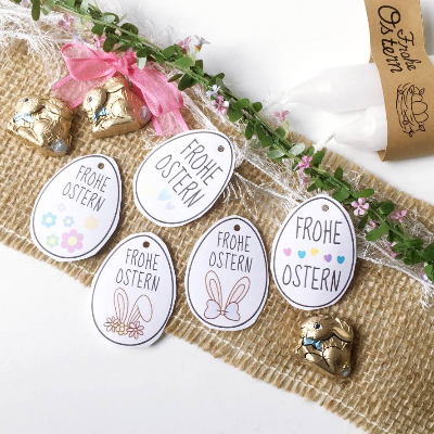Druckvorlage Frohe Ostern - kleine Geschenkanhänger - Ostergeschenk - Osterei - Ausdrucken - Aufkleber - Streudeko