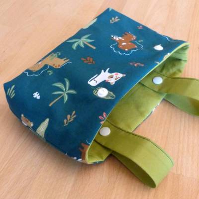 handgemachte Lenkertasche für Kinder mit niedlichen Wildtieren aus Biobaumwolle