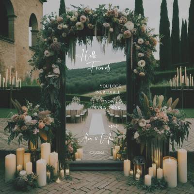 Spiegel Hochzeit Aufkleber, Hochzeitsschild Deko, personalisierte Hochzeit Spiegel Aufkleber, Hochzeits-Empfangsschild,