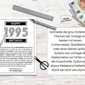 30. Geburtstag 1995 Geldgeschenk, Chronik Meilensteine, dreißig Jahre, Geburtstagskarte, Glückwünsche Geld Bild 4